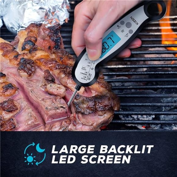Meat Instant Read Thermometer Waterproof Alarm with Backlight Calibration - Picture 6 of 7